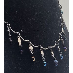 1928 Brand Gunmetal Bue Dangle Charms 19in